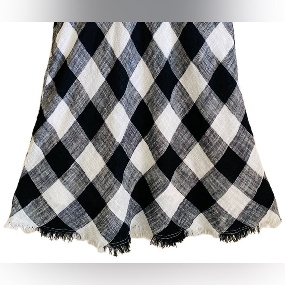 ANTHROPOLOGIE Cloth & Stone Linen Blend Gauzy Frayed Gingham A-Line Dress Size S - Picture 7 of 13